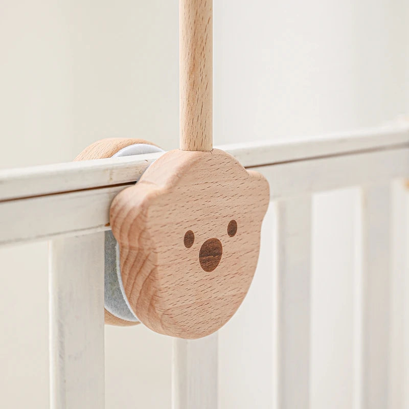 Cloche de lit en bois pour bébé, support courbé, hochets suspendus mobiles, jouets pour nouveau-né, support de boîte à musique, jouet de berceau pour bébé, support de bras, cadeaux