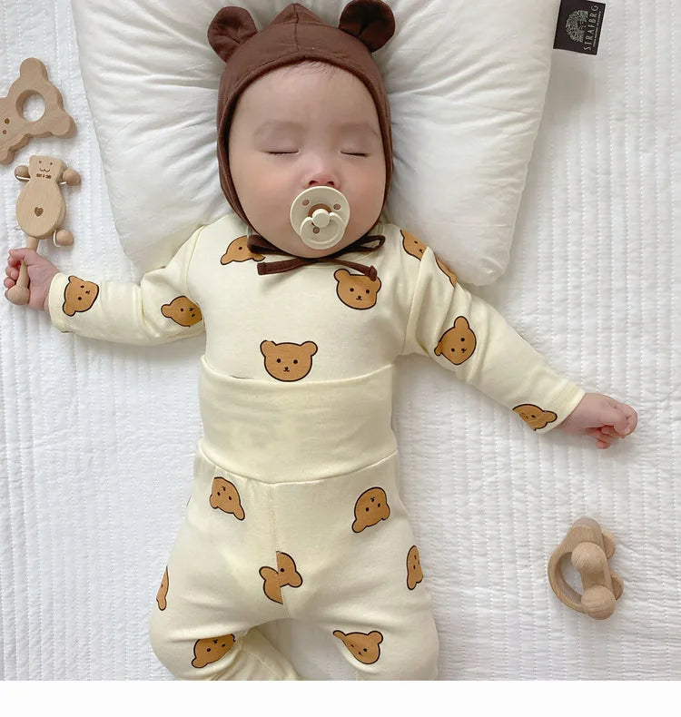 Pyjama bébé en coton – imprimé ours, protège-ventre