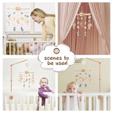 Mobile musical pour lit de bébé en bois, hochets en feutre doux, animaux de dessin animé, boîte à musique pour nouveau-né, jouet suspendu, support de lit, cadeaux pour bébé