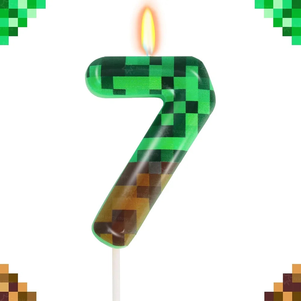 Bougies d'anniversaire Minecraft – déco gâteau pixel