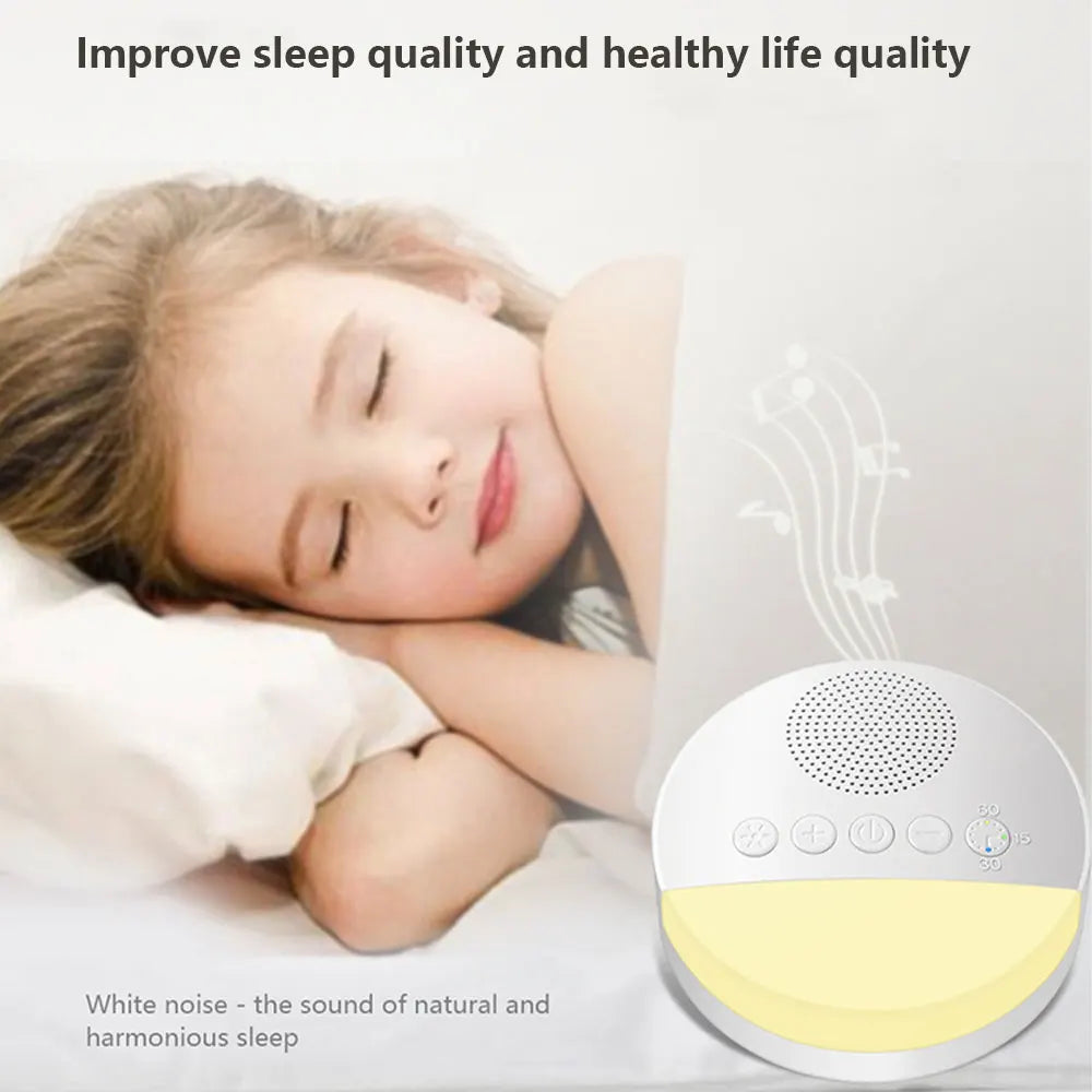 White noise machine for babies, USB rechargeable, timed shut-off, baby sound machine, night light, timer, noise player