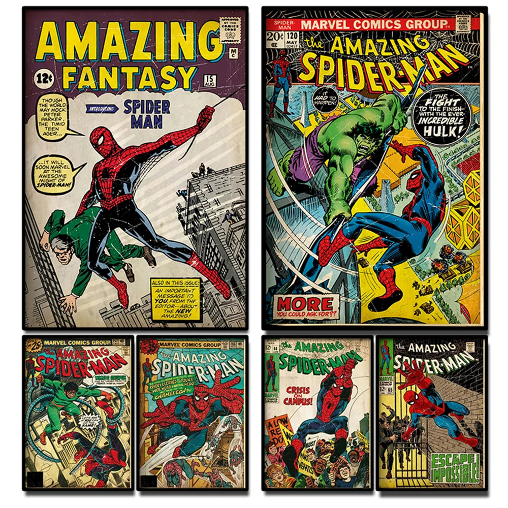 Affiche déco Marvel Spider-Man – art mural rétro sur toile