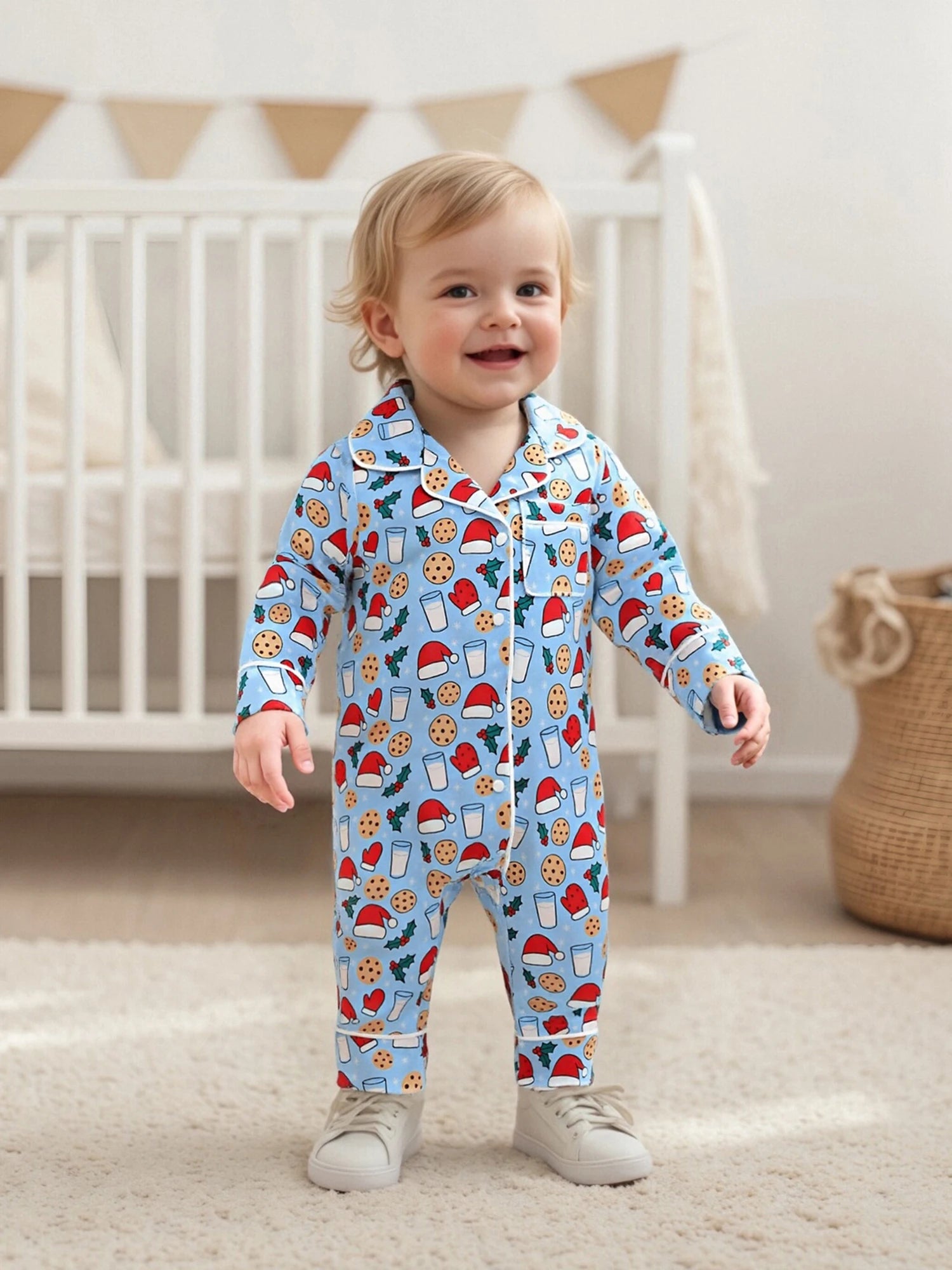 Pyjama bébé sans pieds – imprimé bonnet de Noël