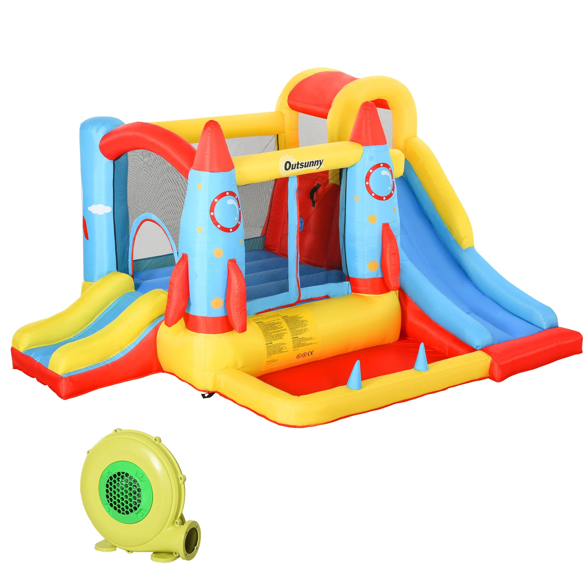 Outsunny 4-in-1 Inflatable Bouncer with Trampoline, Pool, Climbing Wall, and 2 Slides