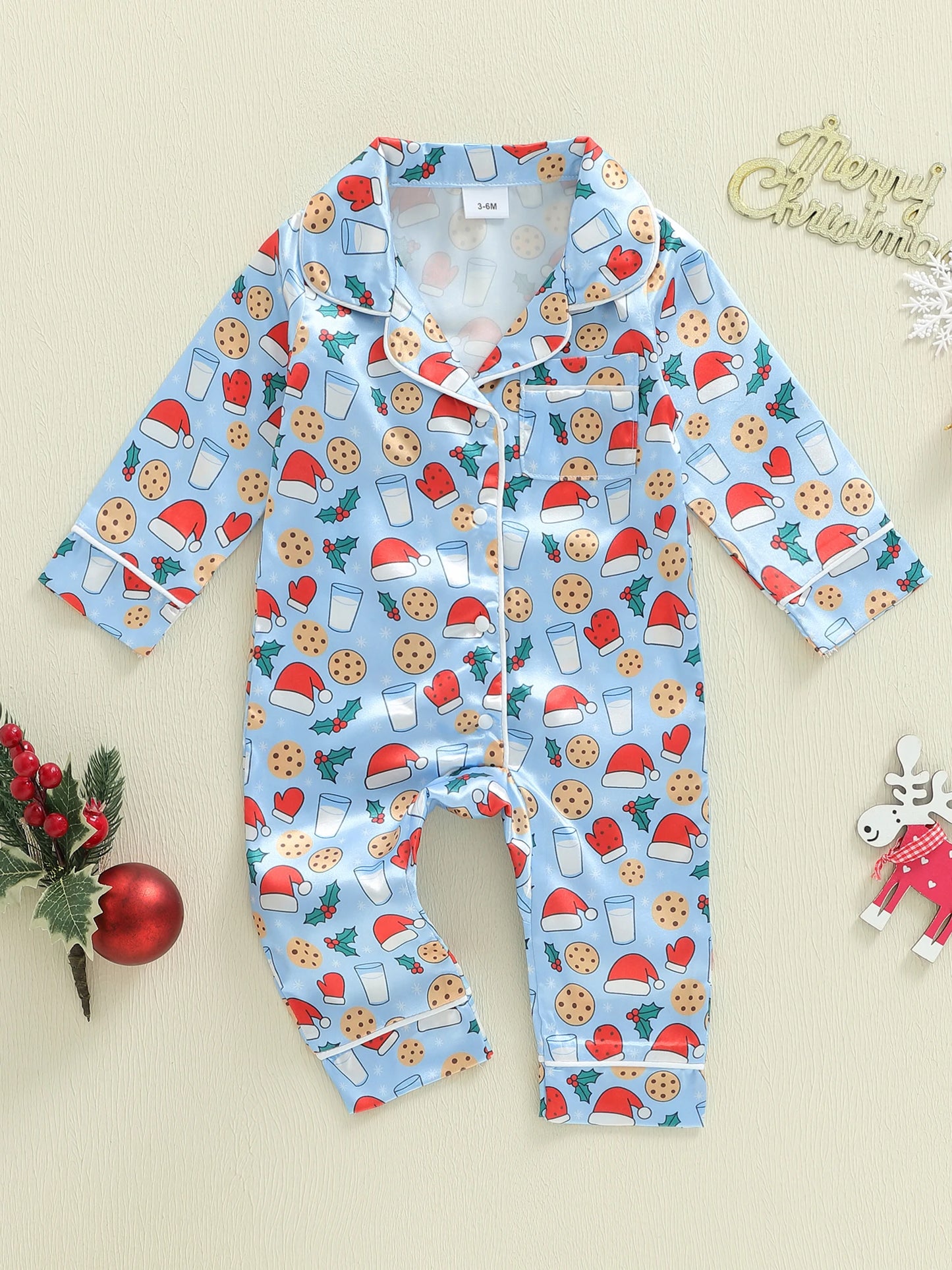 Pyjama bébé sans pieds – imprimé bonnet de Noël