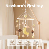 Mobile musical pour lit de bébé en bois, hochets en feutre doux, animaux de dessin animé, boîte à musique pour nouveau-né, jouet suspendu, support de lit, cadeaux pour bébé