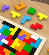 Tangram en bois Montessori – puzzle coloré éducatif