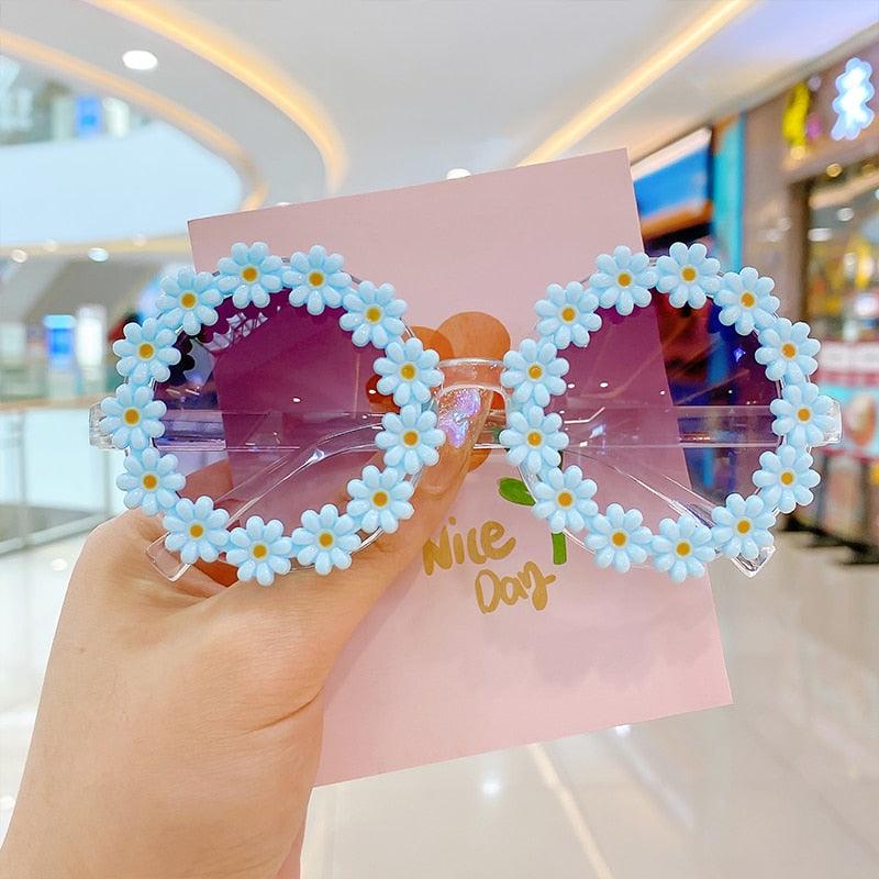 Lunettes de soleil à fleurs en acrylique pour enfants