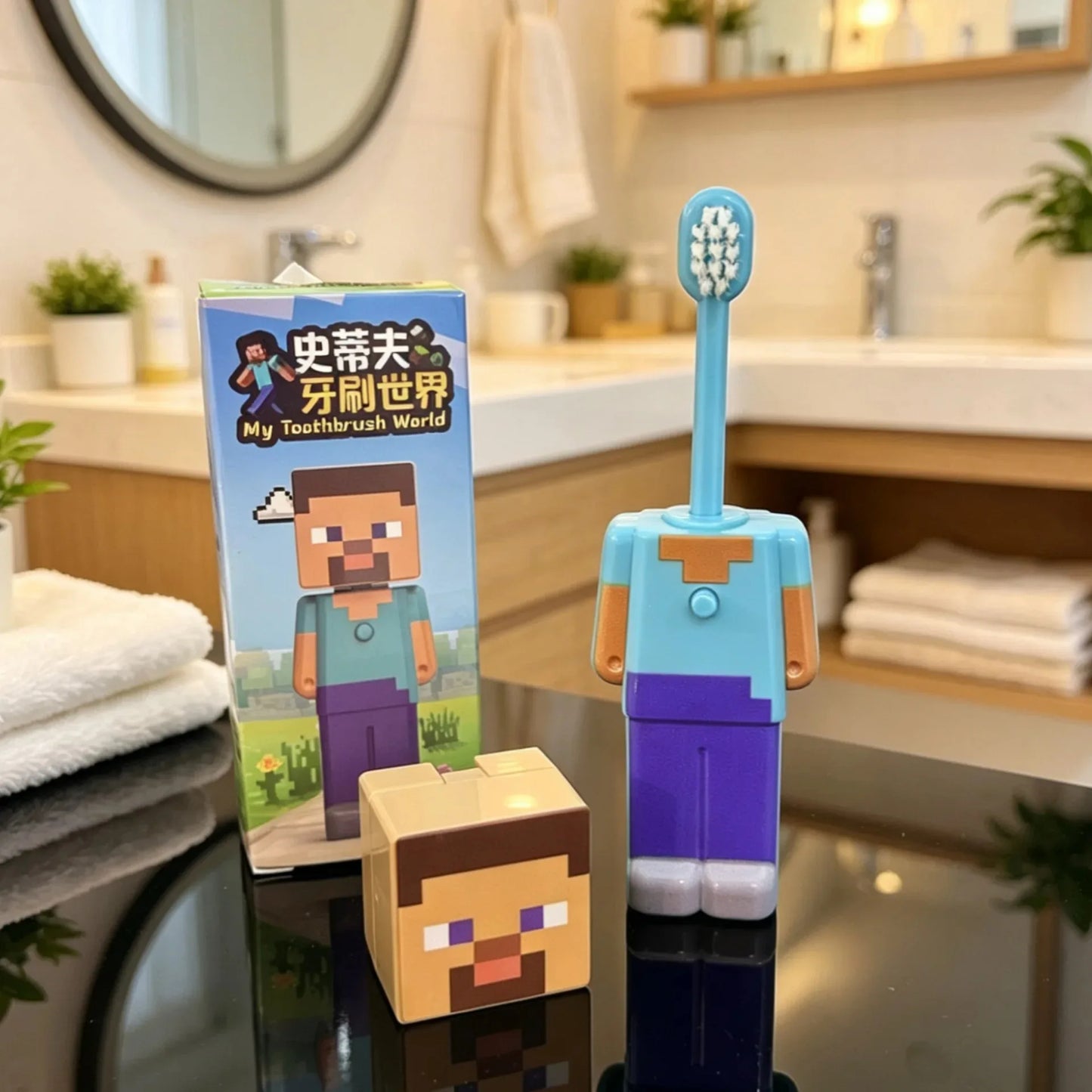 Brosse à dents Minecraft transformable – poils doux