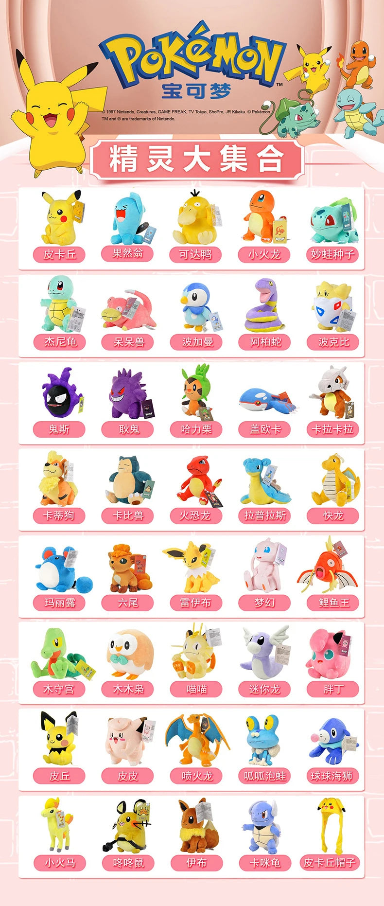 Peluche Pokémon à collectionner (20-30 cm) – Pikachu, Dracaufeu, Évoli et plus