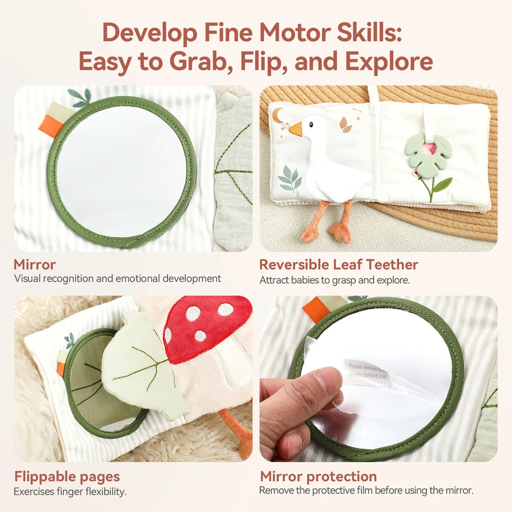 Jouet sensoriel doux pour bébé : livre en tissu, boîte à mouchoirs, couverture de sécurité, cube en peluche, sons froissés, miroir, développement de la motricité fine – 9 styles de jouets