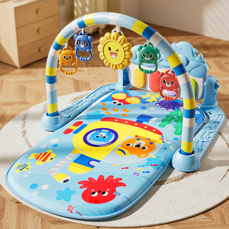 Tapis d'éveil musical et lumineux pour bébé, avec 5 jouets sensoriels détachables, tapis piano à pédales, tapis de jeu pour le temps sur le ventre, montage facile