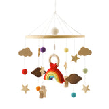 Mobile musical pour lit de bébé en bois, hochets en feutre doux, animaux de dessin animé, boîte à musique pour nouveau-né, jouet suspendu, support de lit, cadeaux pour bébé