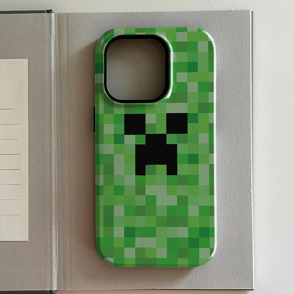 Coque iPhone Creeper – monstre pixel vert Minecraft
