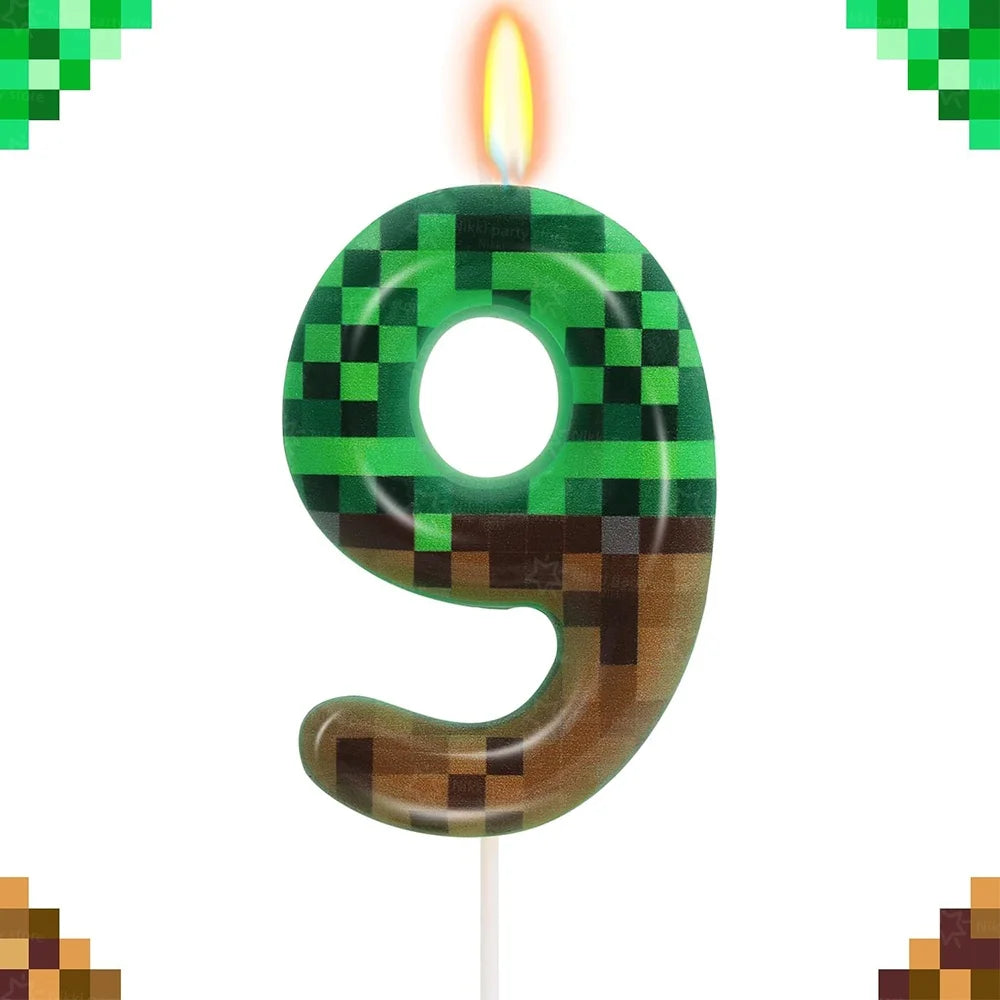 Bougies d'anniversaire Minecraft – déco gâteau pixel
