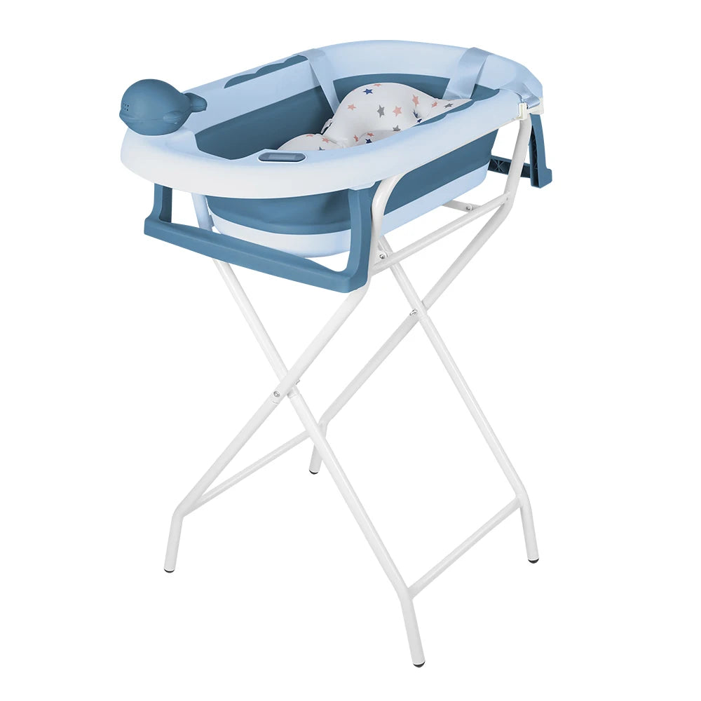 Baignoire pliable pour bébé avec support – thermomètre, siège ergonomique et tapis antidérapant