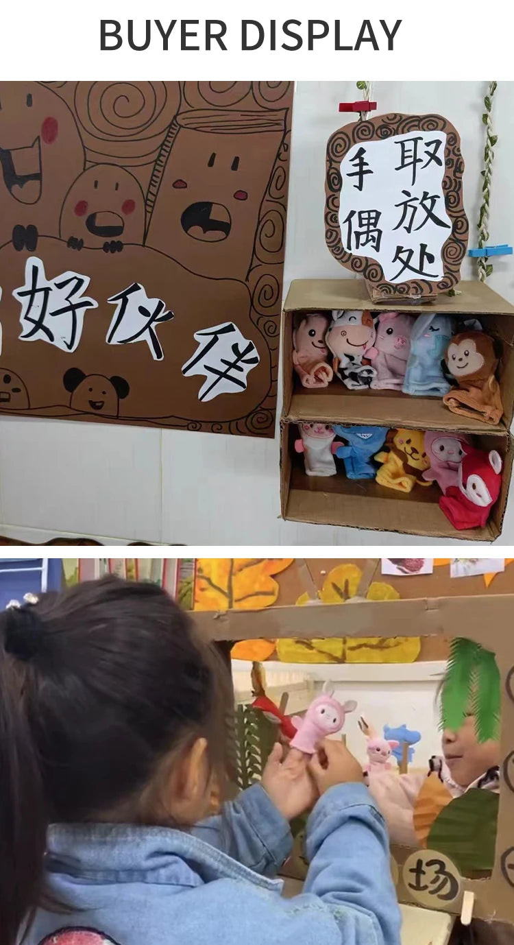 Histoire de la maternelle aides pédagogiques enfants éducation poupées animaux en peluche enfants jouets bébé marionnettes à doigt poupée bébé marionnette à main jouets