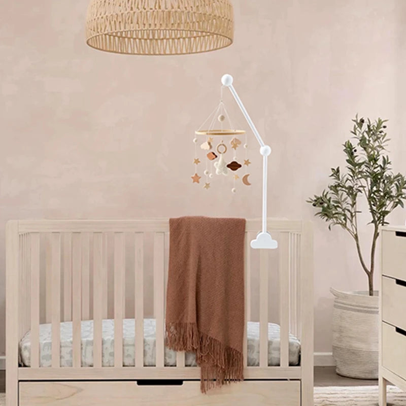Hochet Mobile pour berceau de bébé de 0 à 12 mois, jouet en feutre de dessin animé, cloche de lit d'animal de forêt, support en bois suspendu, jouet Mobile pour nouveau-né