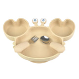 Assiette Ventouse avec Compartiments et Couverts - P'tit Crabe