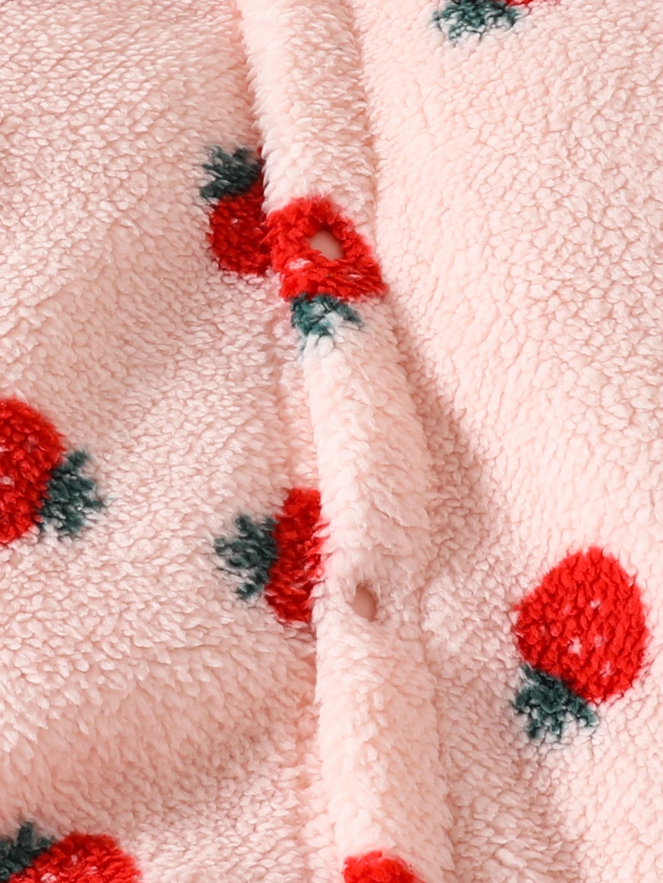 Barboteuse à capuche bébé fille – peluche imprimé fraises