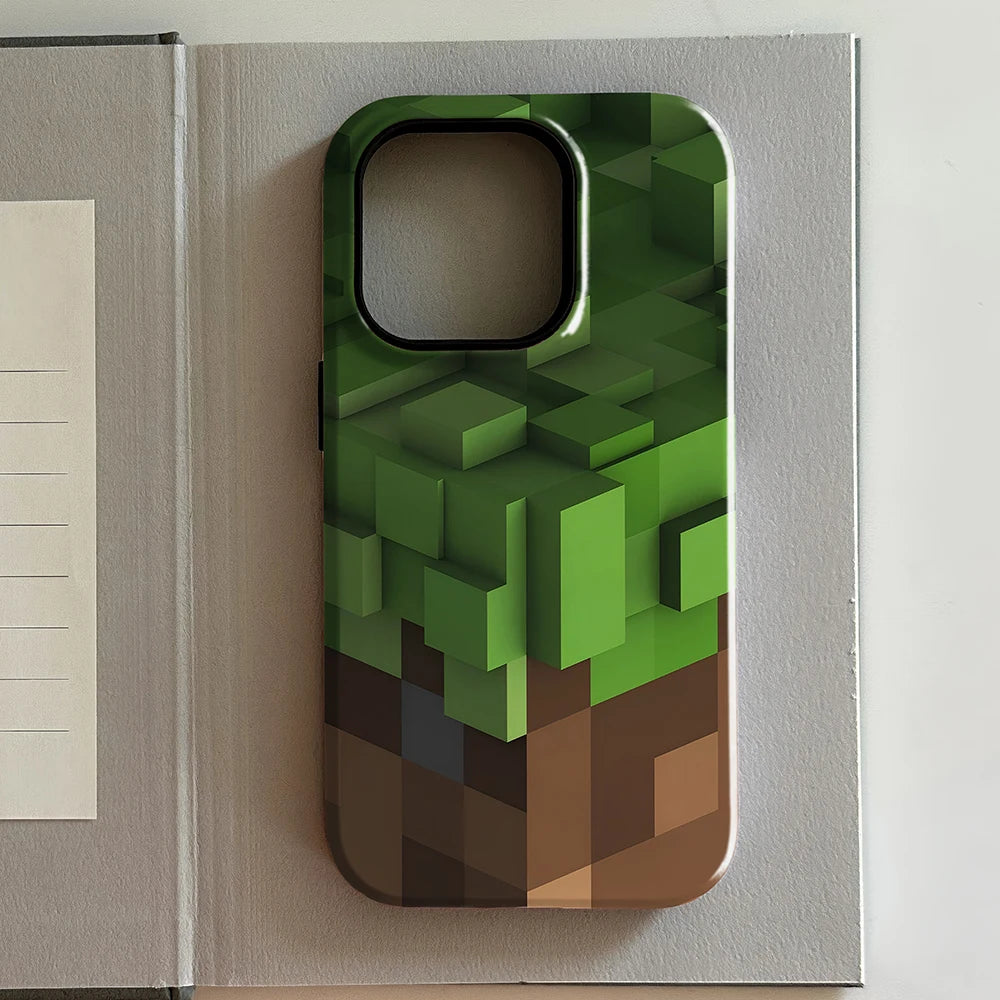 Coque iPhone Creeper – monstre pixel vert Minecraft