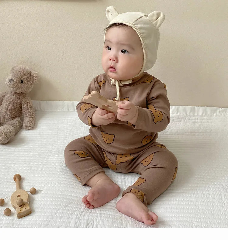 Pyjama bébé en coton – imprimé ours, protège-ventre