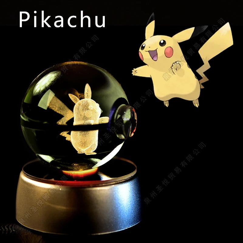 Boule de Cristal Pokémon 3D — Veilleuse LED Pokéball Lumineuse