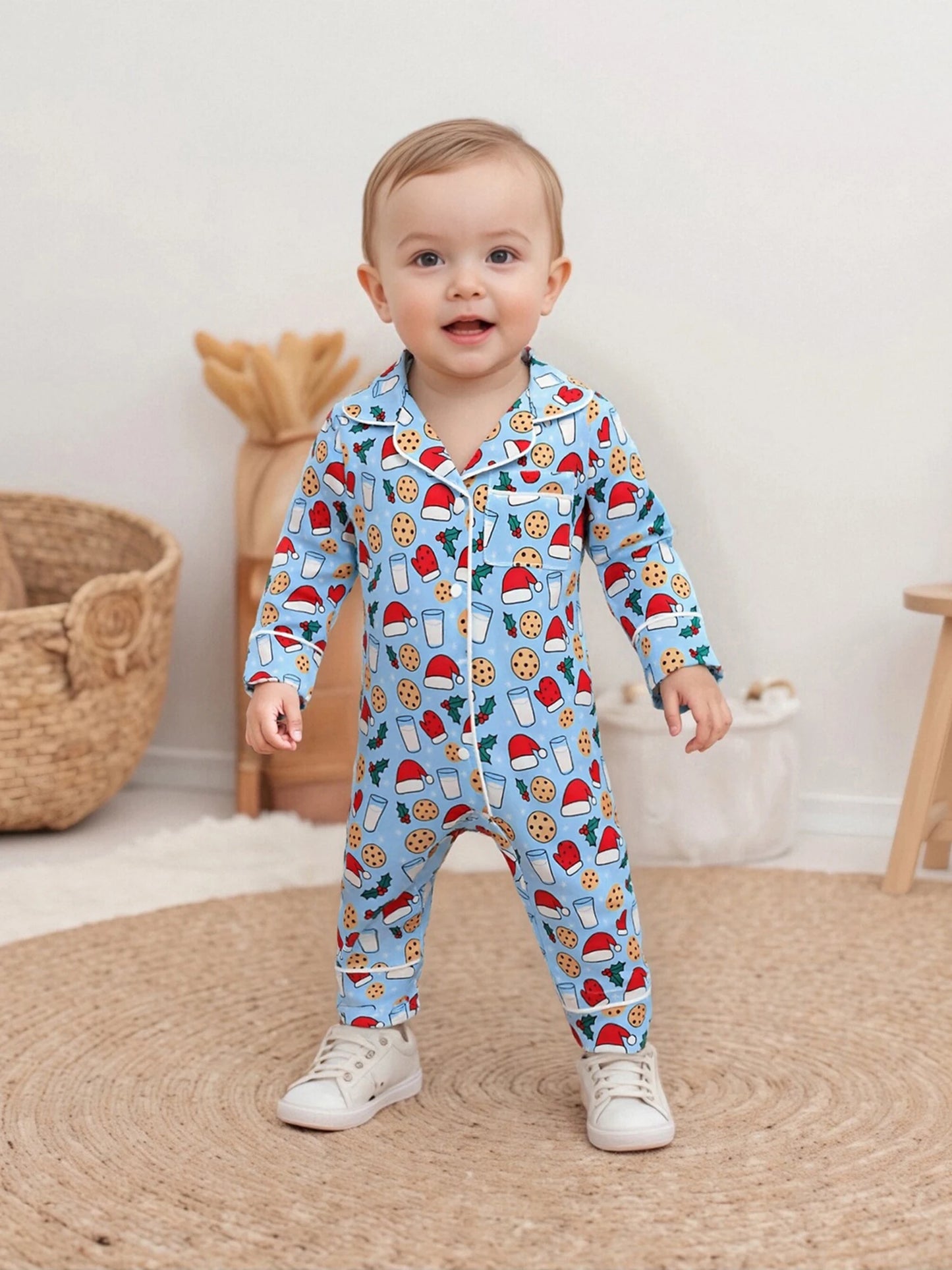Pyjama bébé sans pieds – imprimé bonnet de Noël