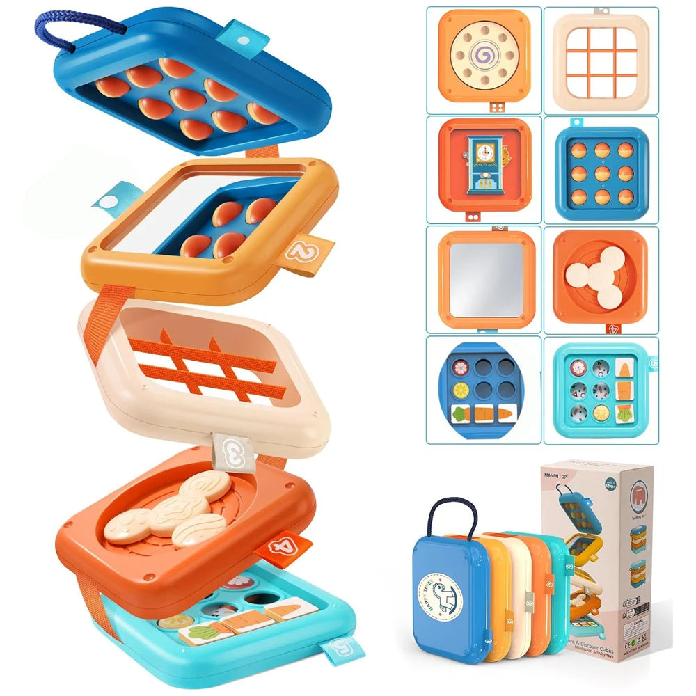 Cube d'activité Montessori – busy board pliable pour bébé