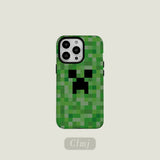 Coque iPhone Creeper – monstre pixel vert Minecraft