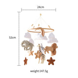 Mobile musical pour lit de bébé en bois, hochets en feutre doux, animaux de dessin animé, boîte à musique pour nouveau-né, jouet suspendu, support de lit, cadeaux pour bébé