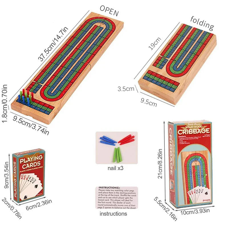 Cribbage -  Jeu de stratégie avec piste en bois pliable