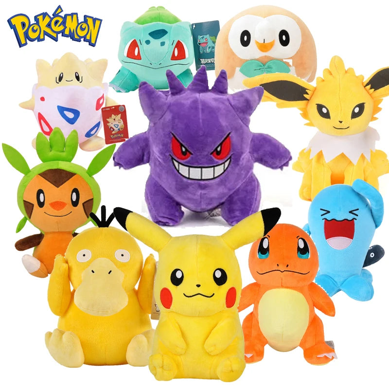 Peluche Pokémon Kawaii – Pikachu, Ectoplasma, Dracolosse (40 modèles)