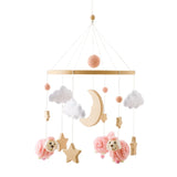 Hochet Mobile pour berceau de bébé de 0 à 12 mois, jouet en feutre de dessin animé, cloche de lit d'animal de forêt, support en bois suspendu, jouet Mobile pour nouveau-né