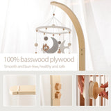 Cloche de lit en bois pour bébé, support courbé, hochets suspendus mobiles, jouets pour nouveau-né, support de boîte à musique, jouet de berceau pour bébé, support de bras, cadeaux