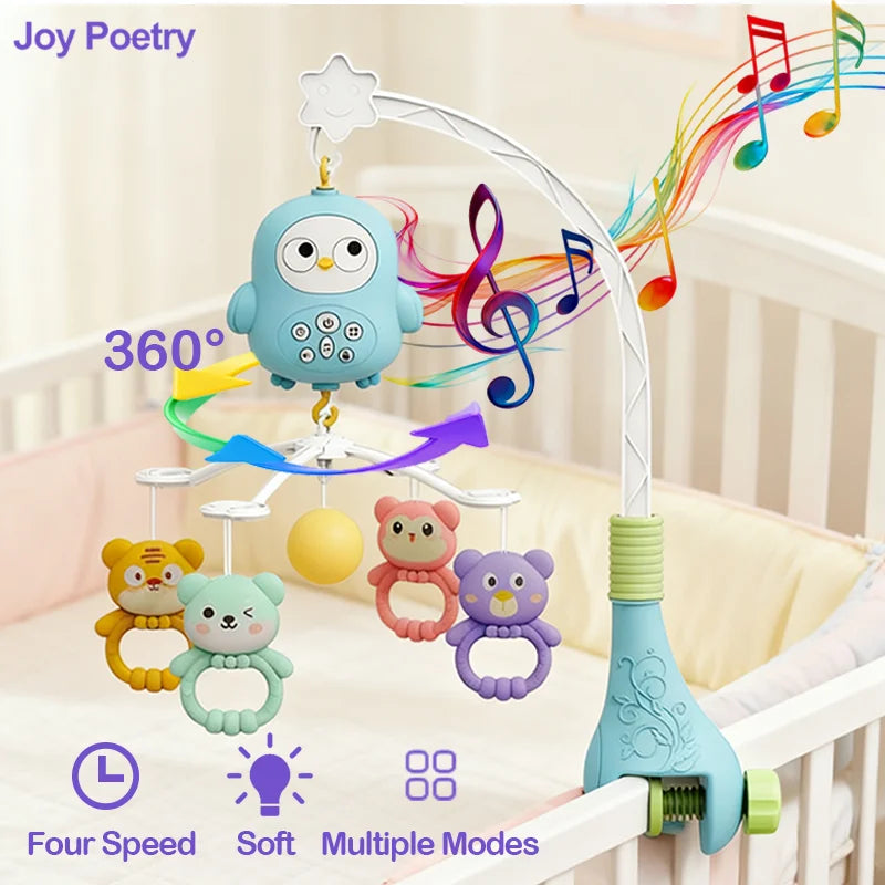 360 °   Musical bébé berceau Mobile rotatif veilleuse lit cloche jouet quatre vitesses timage suspendu infantile nouveau-né hochet chevet cadeau