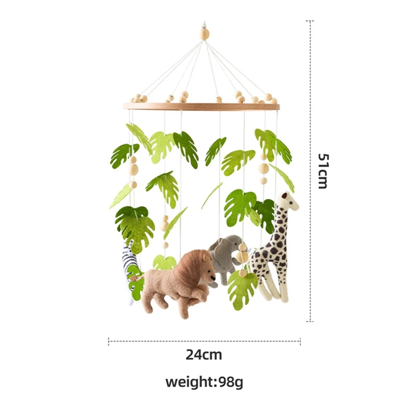 Hochet Mobile pour berceau de bébé de 0 à 12 mois, jouet en feutre de dessin animé, cloche de lit d'animal de forêt, support en bois suspendu, jouet Mobile pour nouveau-né