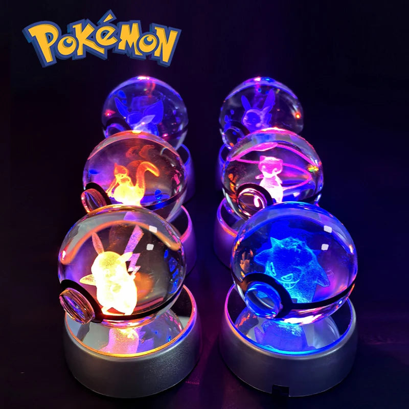 Boule de Cristal Pokémon 3D — Veilleuse LED Pokéball Lumineuse