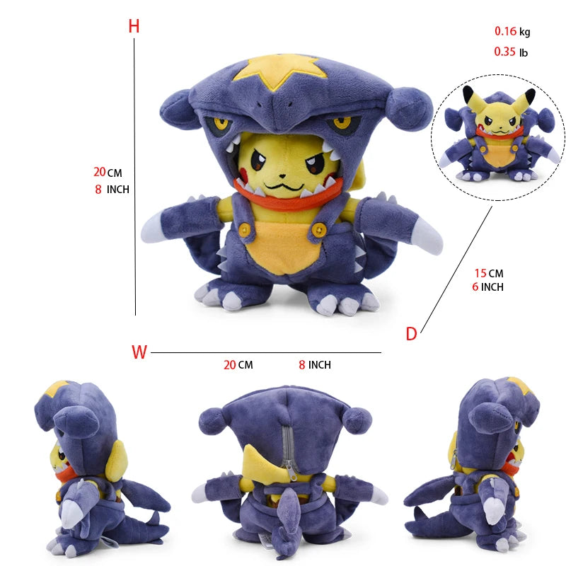 Peluche Pokémon Pikachu en cosplay (20-30 cm) – Évoli, Rayquaza, Dracaufeu