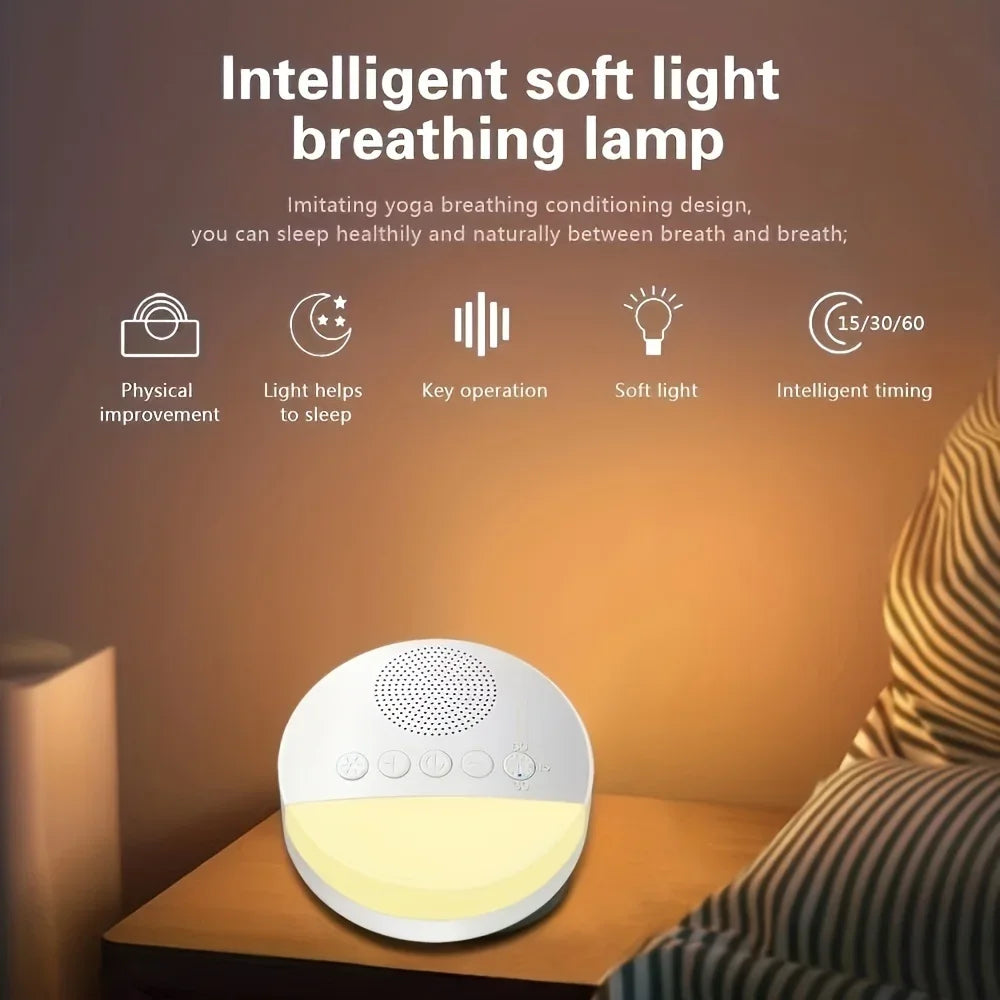 White noise machine for babies, USB rechargeable, timed shut-off, baby sound machine, night light, timer, noise player