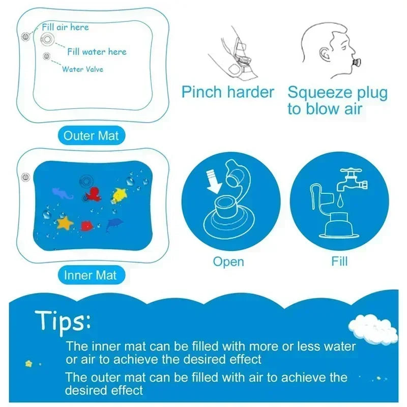 Tapis d'eau gonflable pour bébé – éveil sur le ventre
