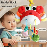 Jouet musical pour bébé en forme de crabe, suspendu au lit ou à la poussette, avec hochets et anneaux de dentition, à suspendre par cordon, cadeau à mâcher