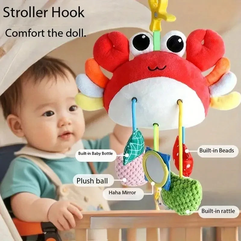 Jouet musical pour bébé en forme de crabe, suspendu au lit ou à la poussette, avec hochets et anneaux de dentition, à suspendre par cordon, cadeau à mâcher