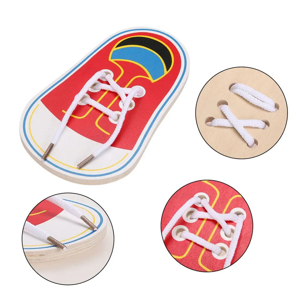 Lacets en bois Montessori – jeu de laçage lumineux