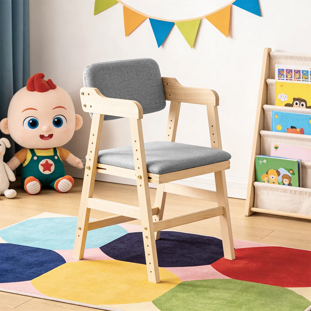 NordicKid Adjustable Wooden High Chair for Children – Montessori Chair Adjustable from 3 to 15 Years