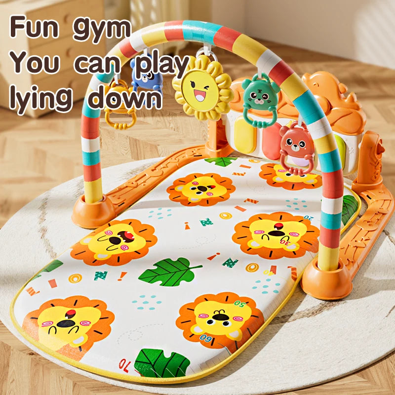 Tapis d'éveil musical et lumineux pour bébé, avec 5 jouets sensoriels détachables, tapis piano à pédales, tapis de jeu pour le temps sur le ventre, montage facile