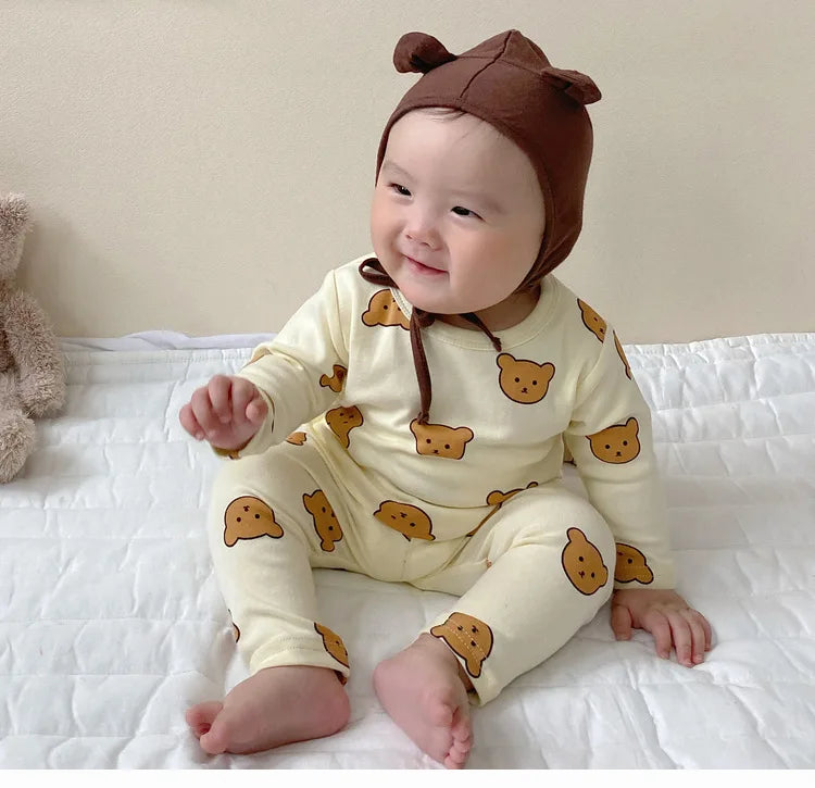 Pyjama bébé en coton – imprimé ours, protège-ventre