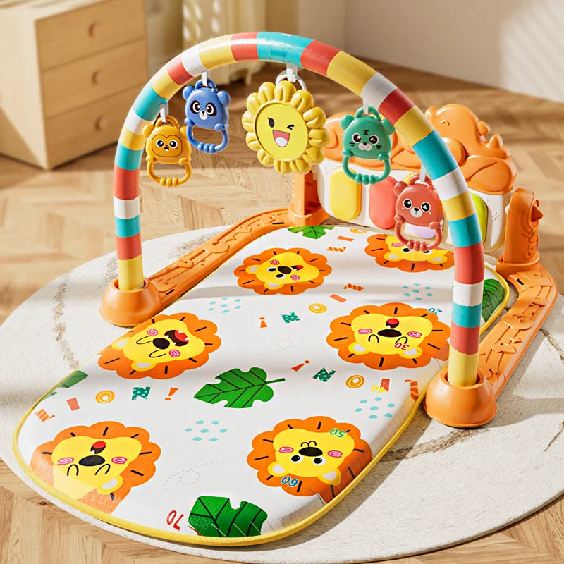 Tapis d'éveil musical et lumineux pour bébé, avec 5 jouets sensoriels détachables, tapis piano à pédales, tapis de jeu pour le temps sur le ventre, montage facile