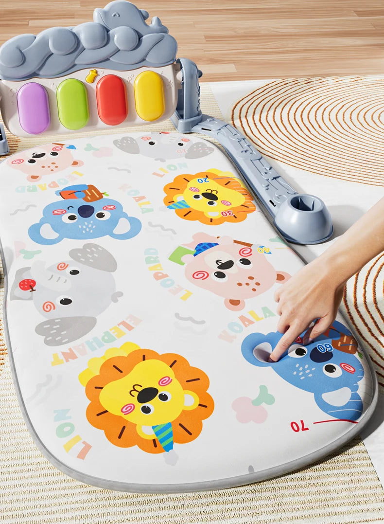 Tapis d'éveil musical et lumineux pour bébé, avec 5 jouets sensoriels détachables, tapis piano à pédales, tapis de jeu pour le temps sur le ventre, montage facile