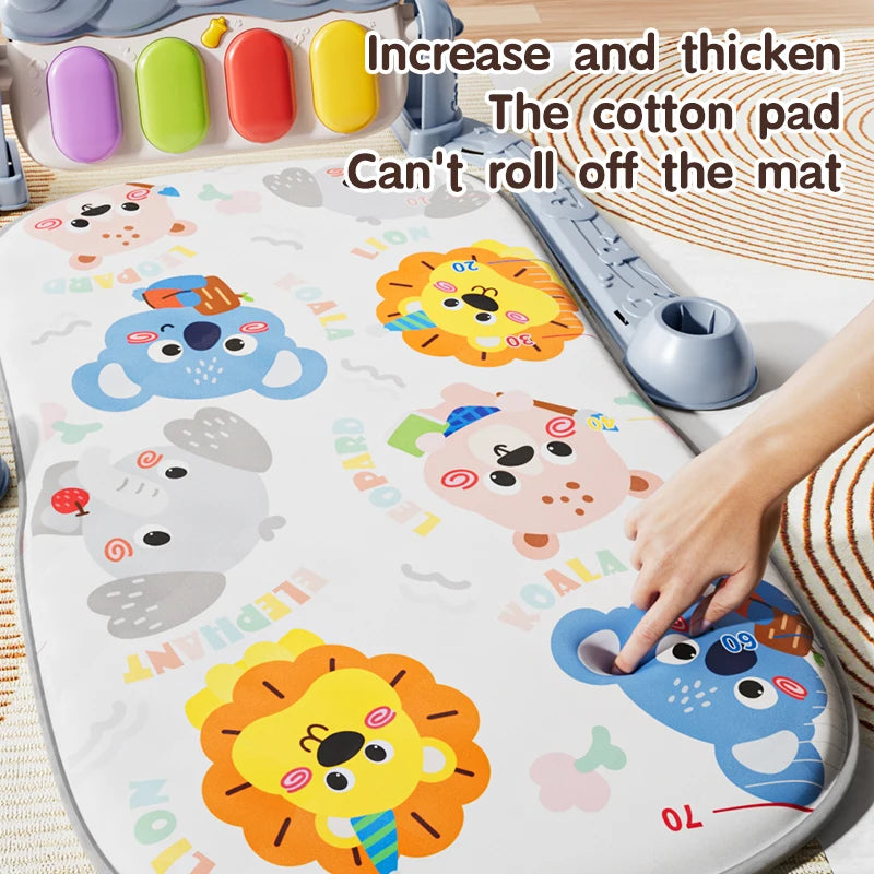 Tapis d'éveil musical et lumineux pour bébé, avec 5 jouets sensoriels détachables, tapis piano à pédales, tapis de jeu pour le temps sur le ventre, montage facile